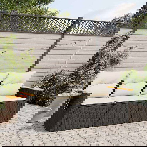  3-dijelna vrtna garnitura od poliratana s jastucima crna Cijene