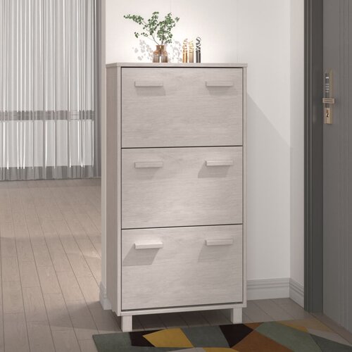 vidaXL omara za čevlje bela 59,5x35x117 cm trdna borovina Cene