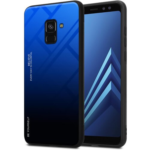 Cadorabo Ohi&scaron;je, združljiv s Samsungom v modri barvi - črni - dvobarvni za&scaron;čitni pokrov iz silikona TPU in hrbta iz kaljenega stekla, (20569399) Cene