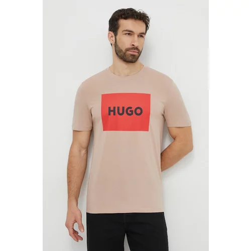 Hugo Pamučna majica boja: bež, s tiskom