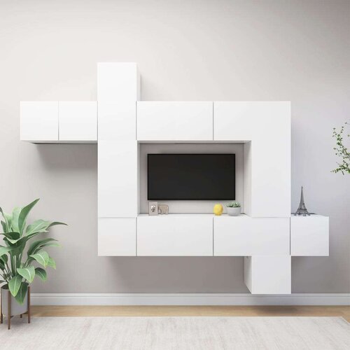  10-dijelni set TV ormarića bijeli od iverice Slike