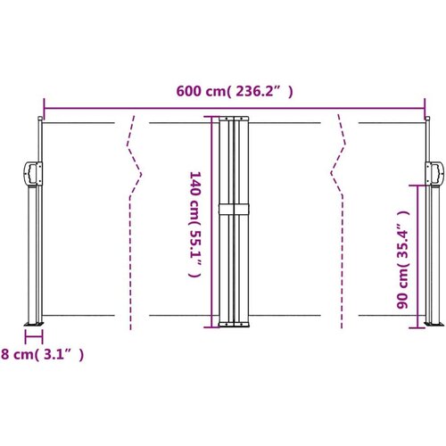  Uvlačiva bočna tenda 140 x 600 cm crna Slike