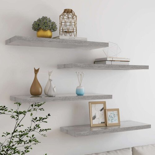 vidaXL plutajuće zidne police 4 kom boja betona 80 x 23,5 x 3,8 cm MDF Cene