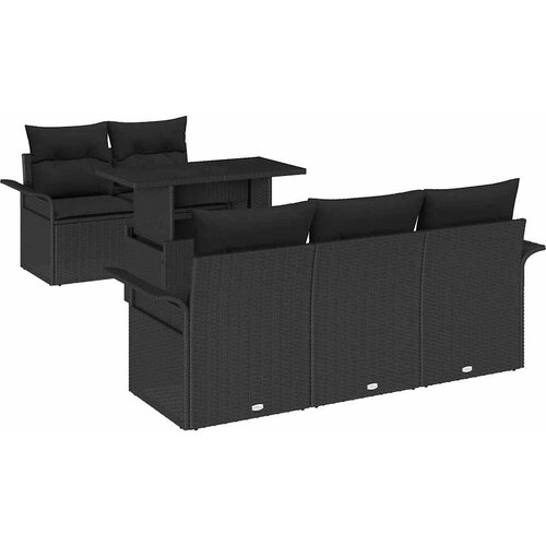 Sjedeća garnitura za vrt 6 kom. Crna poliratan 100 x 55 x 73 cm Slike