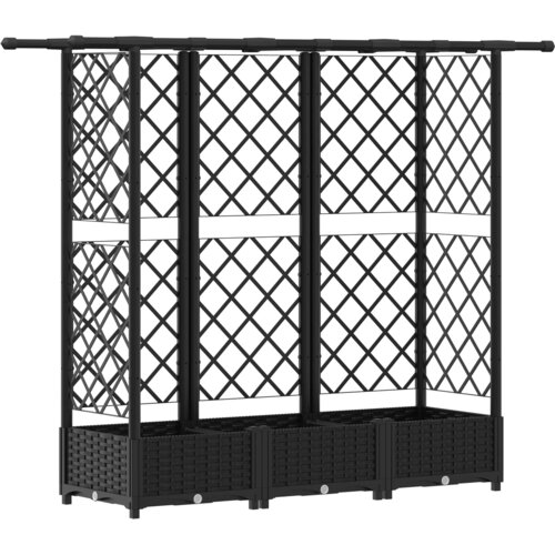 vidaXL Dvignjeno leži&scaron;če s trellisom in streho Črna 164 x 40 x 123 cm, (5000287902) Cene