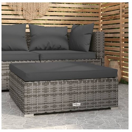  Vrtni tabure s jastukom sivi 70 x 70 x 30 cm od poliratana Cijene