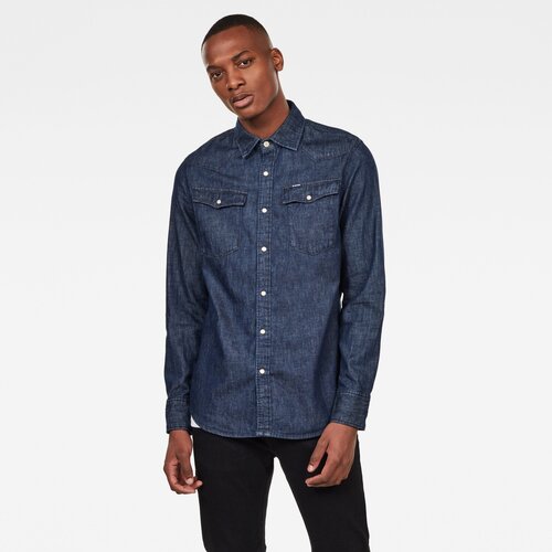 G-star Shirt - 3301 slim shirt l\s dark blue Slike