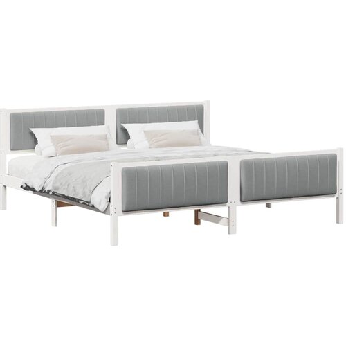  Okvir kreveta s uzglavljem Bijela i svijetlosiva 200 x 200 cm Slike
