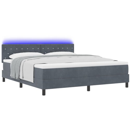 vidaXL Box Spring postelja z vzmetnico & LED Temno siva 180x200 cm Žamet Cene
