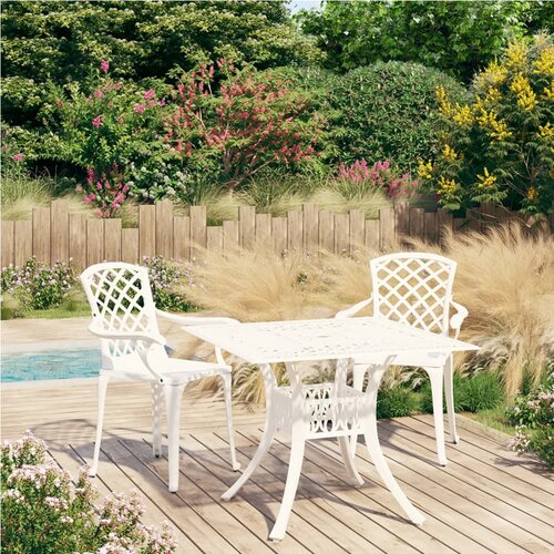 Bistro 3-dijelni bistro set od lijevanog aluminija bijeli Cijene
