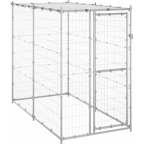 Vanjski kavez za pse s krovom pocinčani čelik 110x220x180 cm Cijene