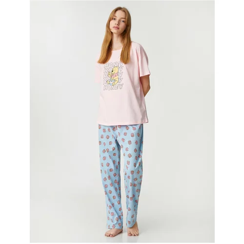 Koton Pajama Set - Pink - With Slogan