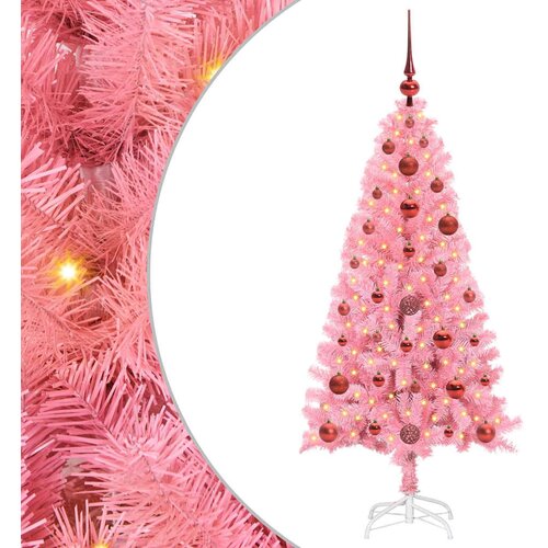 vidaXL Božično drevo med 150 LED z stojalom Roza 120 cm PVC, (5000066701) Cene