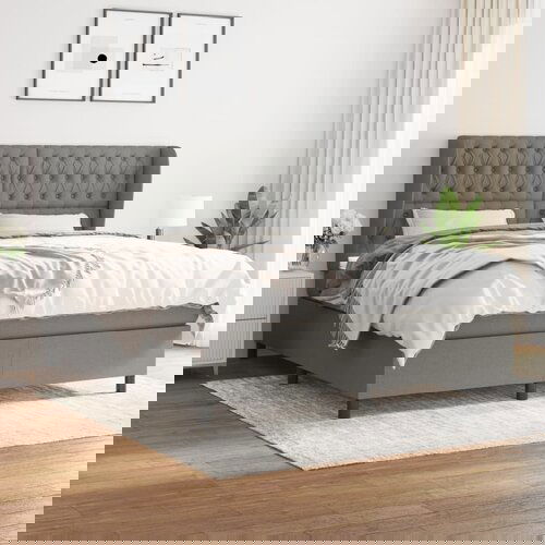 The Living Store Box spring postelja z vzmetnico temno siva 180x200 cm blago - Box Spring Postelja, (21515395) Slike
