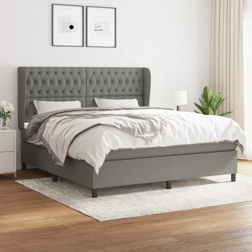 The Living Store Box spring postelja z vzmetnico temno siva 180x200 cm blago - Box Spring Postelja, (21515395)