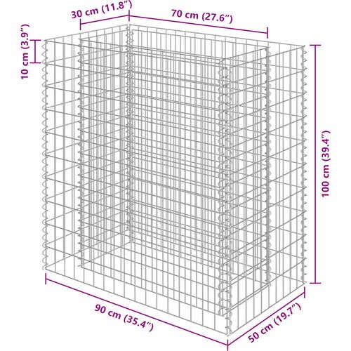  Gabionska sadilica od pocinčanog čelika 90 x 50 x 100 cm Slike