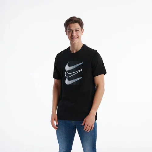Nike Majica 'SWOOSH' kamen / črna / bela