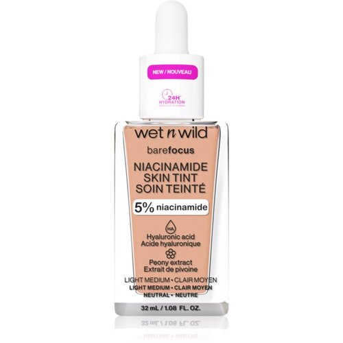 Wet&amp;#039;n wild Bare Focus Niacinamide Skin Tint lahki vlažilni tekoči puder odtenek Light Medium Sand 32 ml Slike