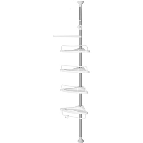 Songmics Kutno stojalo s policama za kupaonice bijele srebrne boje 95-300 cm, BCB02SW Slike