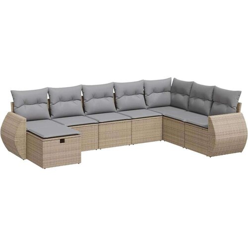 VidaXL 8-dijelni set vrtnih sofa od poliratana s jastucima bež Slike