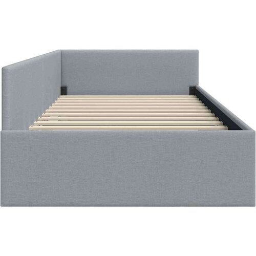 VidaXL Kutni okvir kreveta s uzglavljem Svjetlosiva 90 x 200 cm Slike