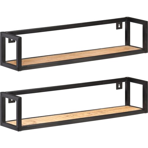 VidaXL Stenske police 2 kosa 80 cm robusten mangov les Slike