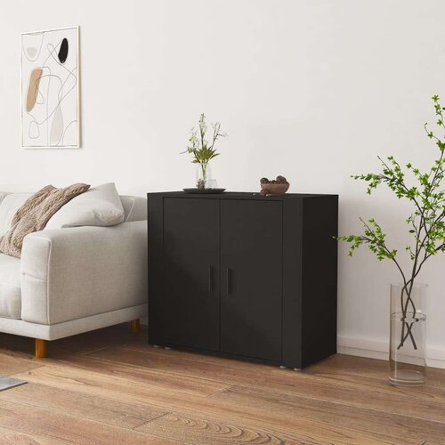  Komoda crna 80 x 33 x 70 cm od konstruiranog drva Cijene