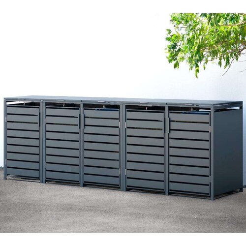 WESTMANN spremište za 5 kanti za smeće Kubus | 5x 240L | Antracit | 332x80x116 cm - BRANDED IN GERMANY Cene