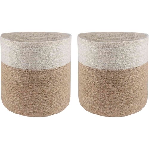  Set saksija za biljke 2 pcs Prirodna i bijela &amp;Oslash; 28 x 28 cm Slike