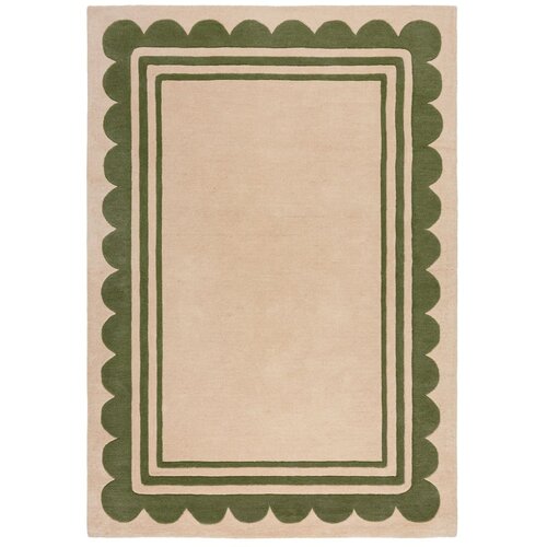 Flair Rugs Zelena/v naravni barvi ročno tkana volnena preproga 160x230 cm Lois Scallop – Cene
