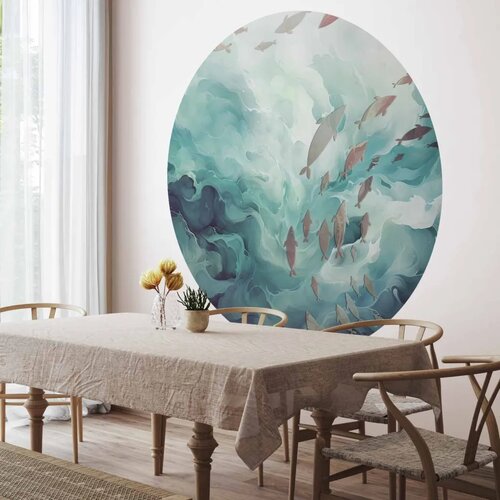  Okrugla fototapeta - Fish in the ocean 140x140 Cene