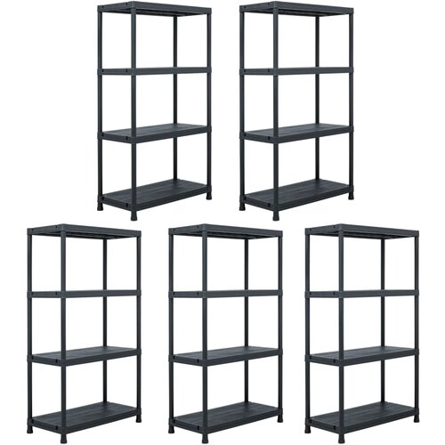 Shumee Stojala s policami 5 kosov plastika 60x30x138 cm črna, (21419984) Slike