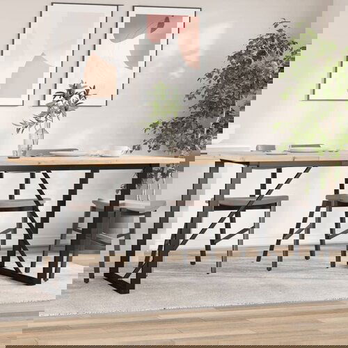 VidaXL Blagovaonski stol O-oblika 180x90x75 5 cm od borovine i željeza Slike