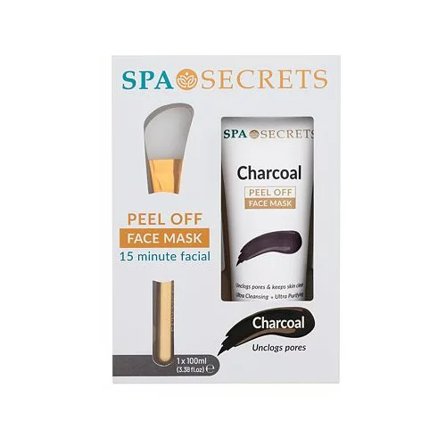 Xpel Spa Secrets Peel Off Face Mask darilni set maska za obraz Spa Secrets Charcoal Peel Off 100 ml + aplikator za ženske