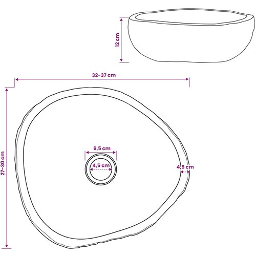  Sudoper Ovalni Siva (32-37) x (27-30) x 12 cm Rijeka kamen Slike
