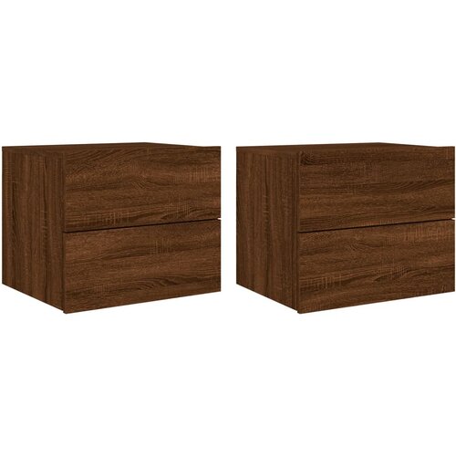 Maison Chic Stenski Dvo delni komplet Nočne omarice - Nočne mize z LED lučkami rjavi hrast, (21688995) Slike
