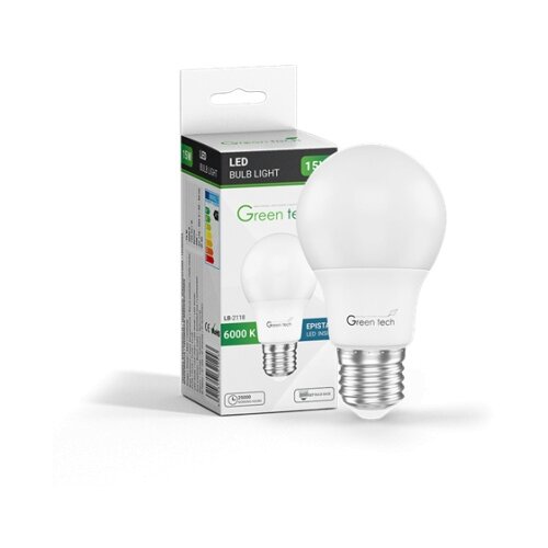 Greentech led sijalica e27 15w 6000k 1500lm a60 ip40 epistar chip ( LB-2118 ) Cene
