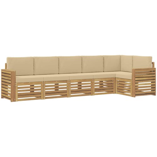  Set vanjskih sofa 6 pcs Bijela i bež 310 x 132,5 x 73 cm Slike