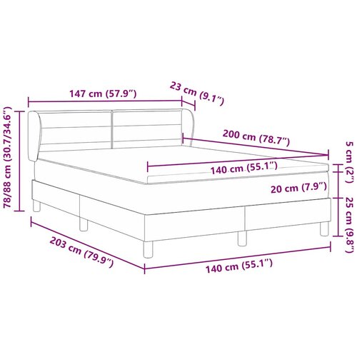  s opruga kutije s uzglavljem Crna 140 x 200 cm tkanina Slike