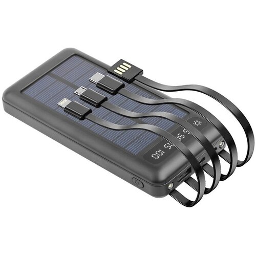 Setty SLR-100 solarni powerbank 10000 mAh s ugrađenim kabelima, crni Cijene