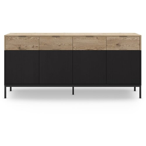Marckeric Crna/u prirodnoj boji niska komoda u dekoru hrasta 180x80 cm Marion – Cijene
