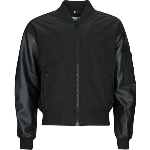 Calvin Klein Jeans FAUX LEATHER BOMBER JACKET Crna Slike