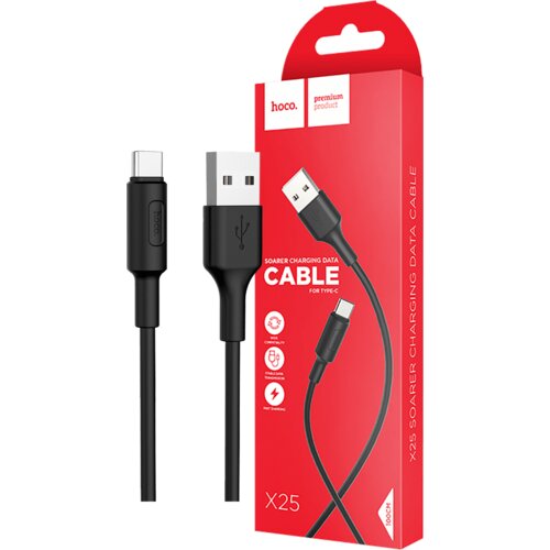 Hoco X25 Soarer USB tip C, Crni - Kabl za punjenje i prenos podataka Slike