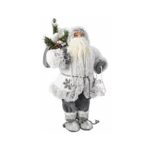  novogodišnja figura deda mraz/ sivo- beli 45cm Cene