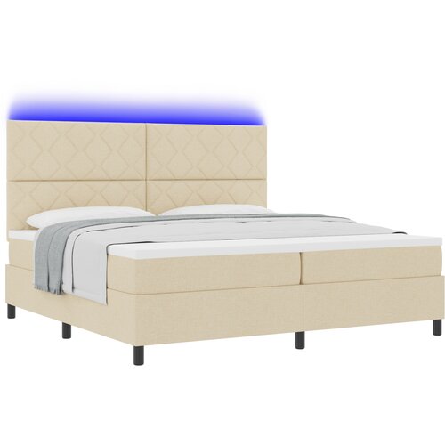 vidaXL Box spring krevet s madracem Krema 200 x 200 cm tkanina Cene