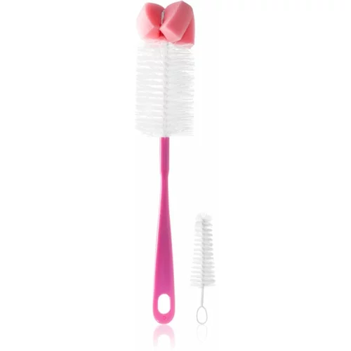 BabyOno Take Care Brush for Bottles and Teats with Mini Brush & Sponge Tip četka za čišćenje Pink 2 kom