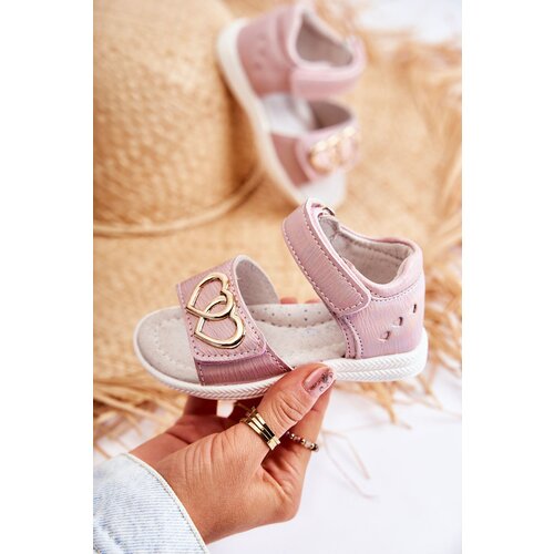 Gemre PE1 Leather Children's Sandals With Velcro Pink Catia Cene