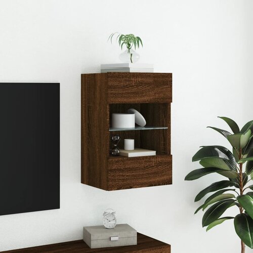  Zidni TV ormarić s LED svjetlima boja hrasta 40x30x60,5 cm Slike