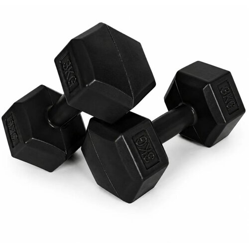 MOVEPRO set heksagonalnih bučica 2 &amp;times; 3 kg &amp;ndash; utezi za vježbanje i fitness, crni Slike