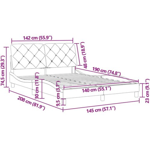 VidaXL okvir za krevet s uzglavljem tamnosivi 140x190 cm bar&amp;scaron;unasti Slike